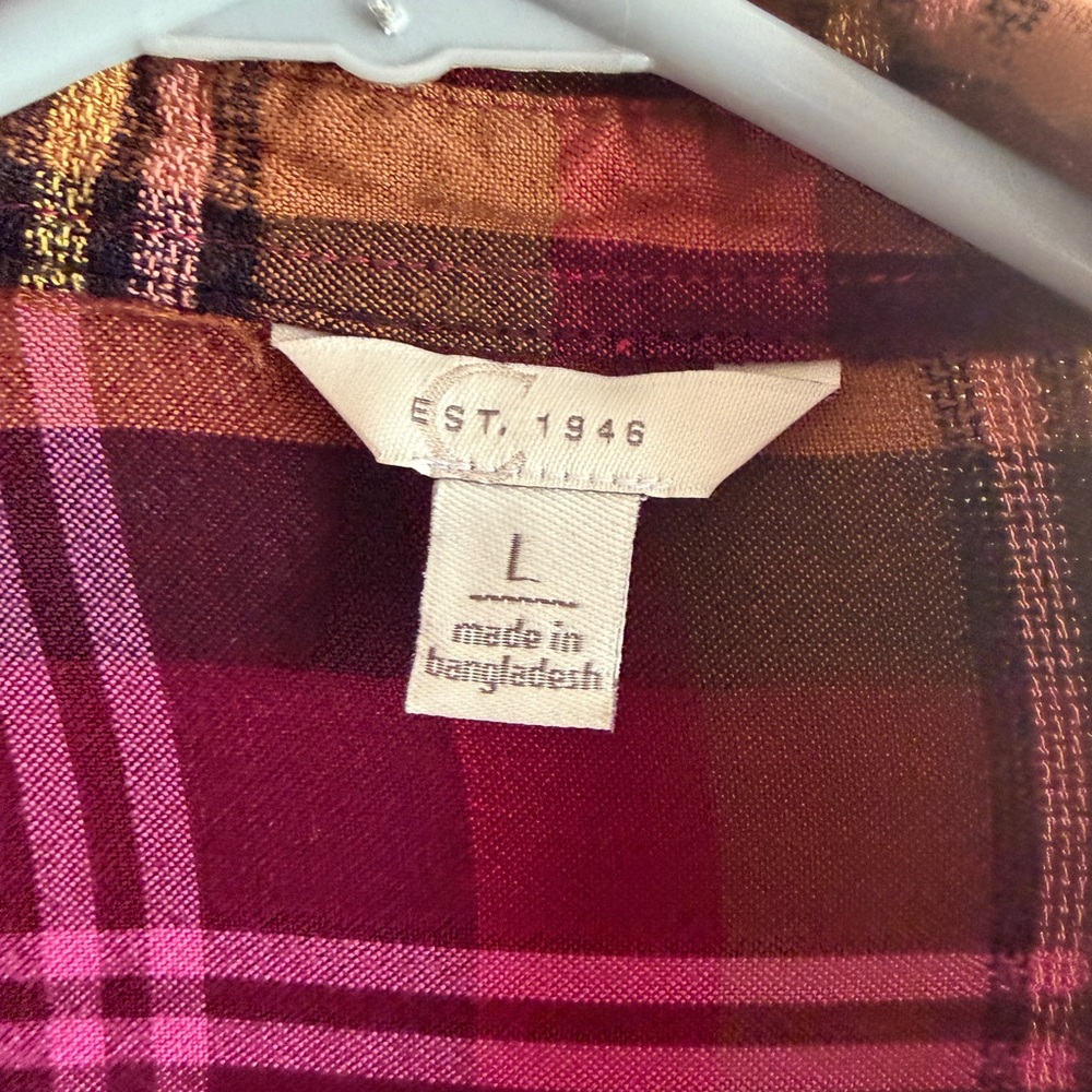 Plaid Button-Down Shirt in Pink and Yellow - Picture 2 of 3